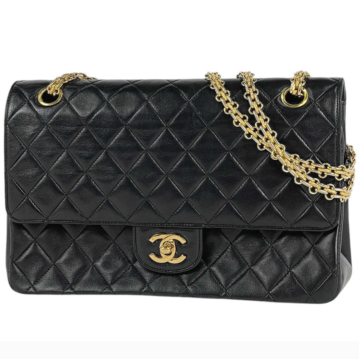 【在庫一掃】 【ジャンク品】シャネル マトラッセ Wフラップ チェーン ショルダーバッグ ココマーク レザー ブラック 【中古】拍卖