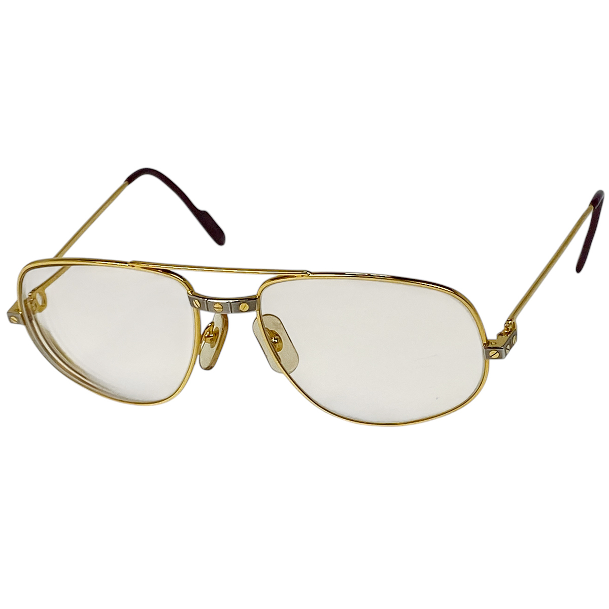 カルティエ CARTIER ロゴ メガネ サントス ヴァンドーム アイウェア 眼鏡 メタル ゴールド レディース 【中古】拍卖