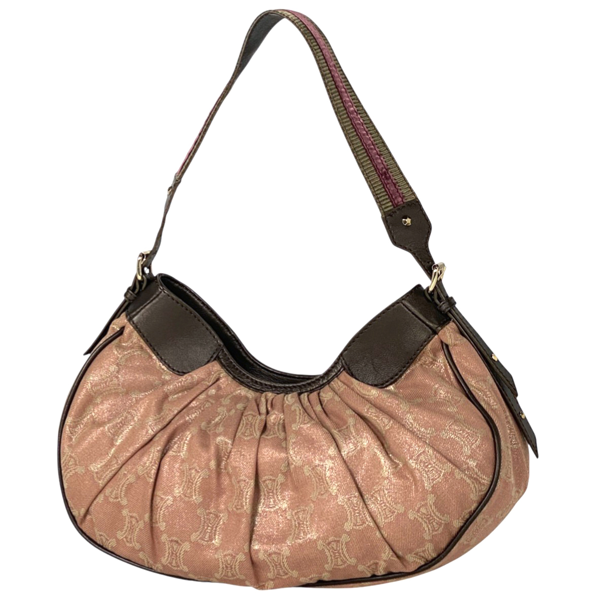 セリーヌ CELINE マカダム柄 ショルダーバッグ ワンショルダー ショルダーバッグ キャンバス ピンク ブラウン レディース 【中古】拍卖