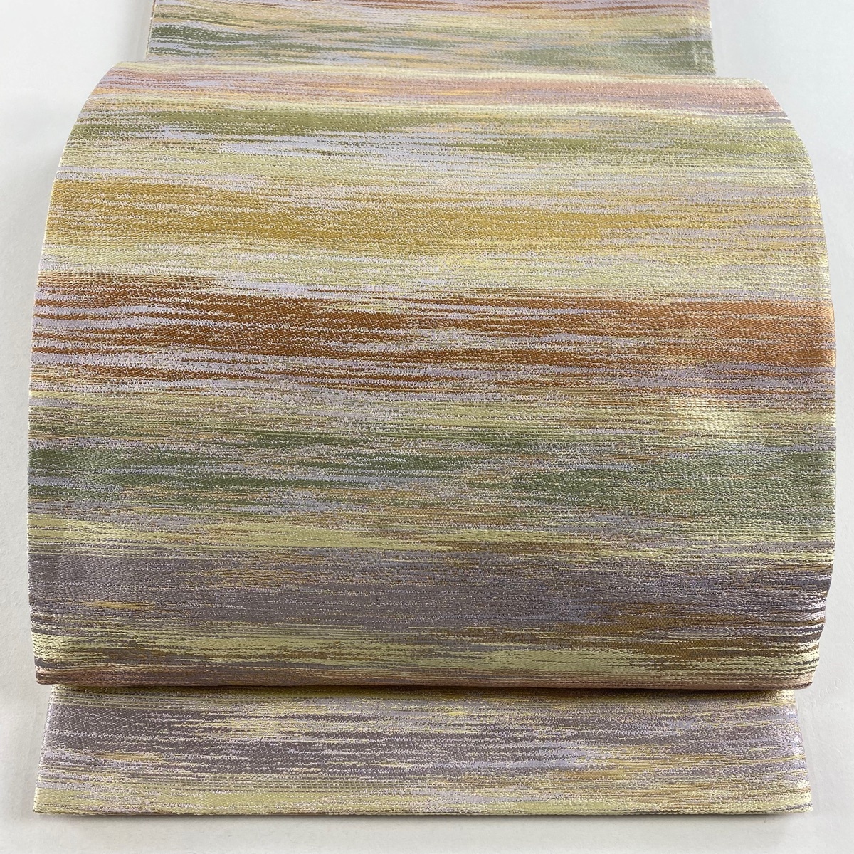 袋帯 美品 名品 霞 箔 薄紫 全通 正絹 【中古】拍卖