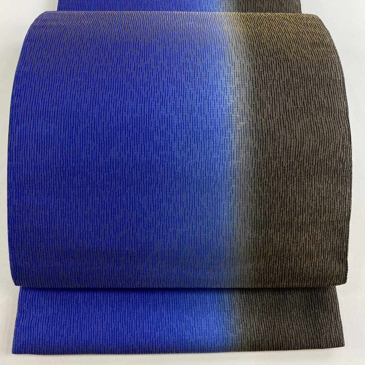袋帯 美品 名品 証紙 縞 金糸 青 全通 正絹 【中古】拍卖