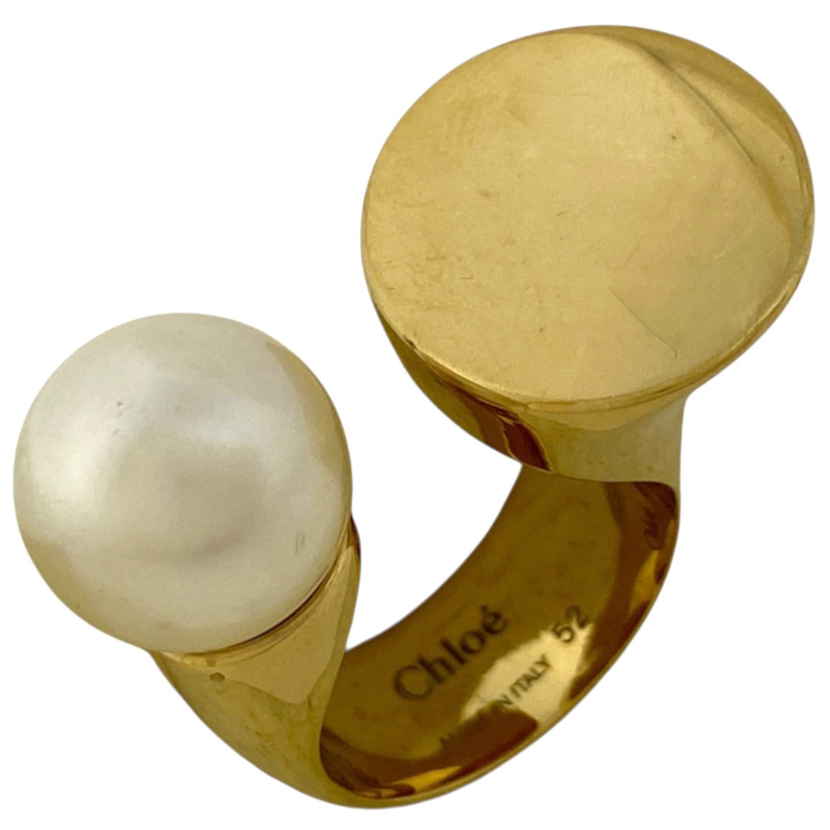 クロエ Chloe フェイクパール デザイン リング 指輪 リング 12号 GP ゴールド ホワイト レディース 【中古】拍卖