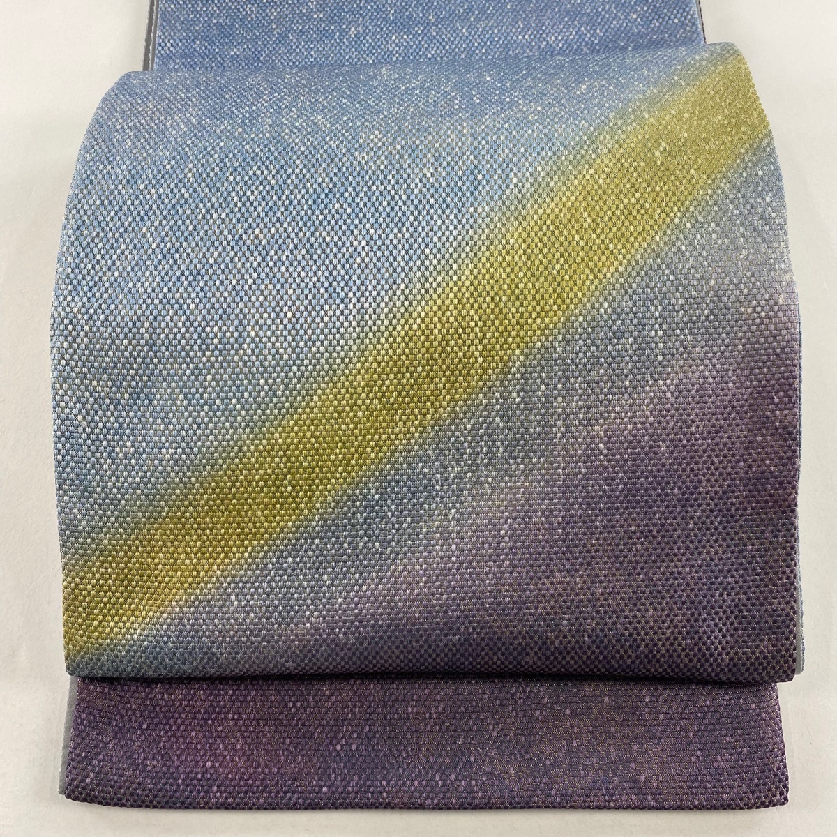 袋帯 秀品 幾何学模様 箔 紫 お太鼓柄 正絹 【中古】拍卖