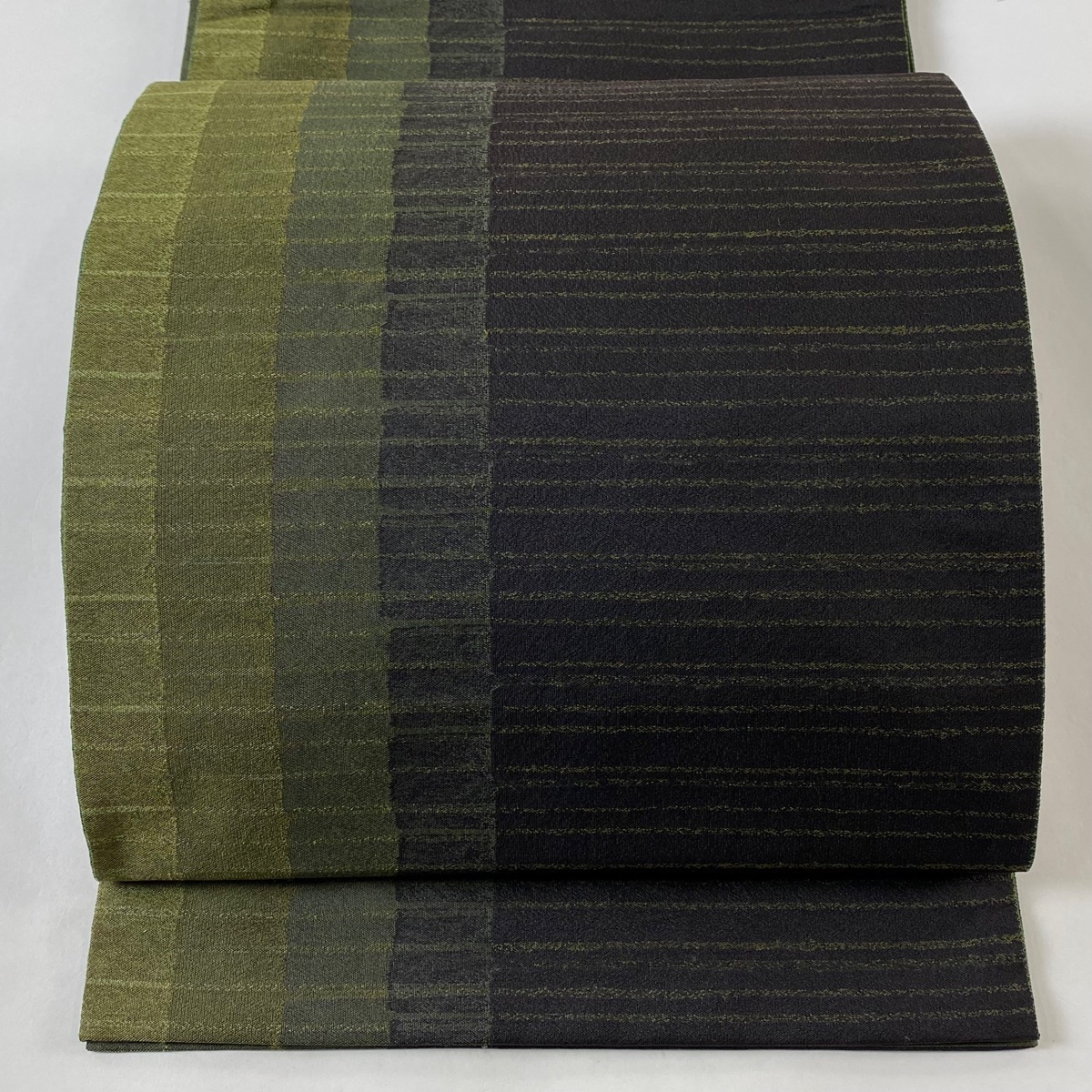 袋帯 美品 名品 縞 幾何学模様 濃紺 六通 正絹 【中古】拍卖