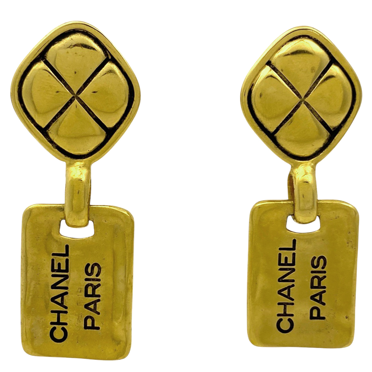 シャネル CHANEL ロゴ イヤリング マトラッセ スイング プレート イヤリング GP ゴールド レディース 【中古】拍卖