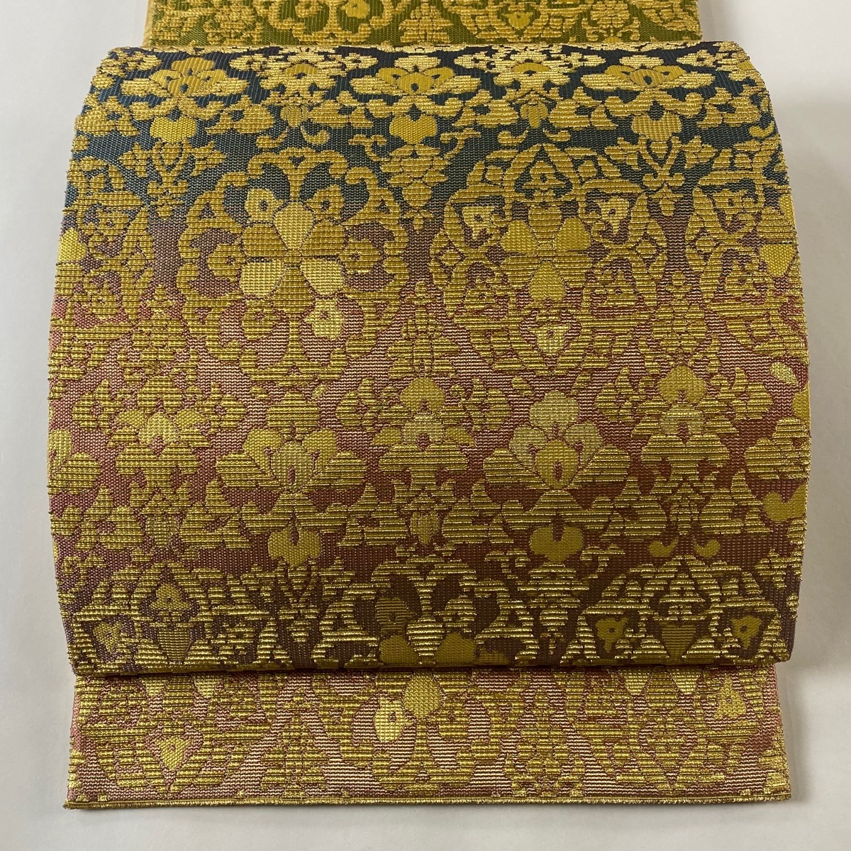 袋帯 美品 名品 華文 草花 金糸 山吹色 六通 正絹 【中古】拍卖