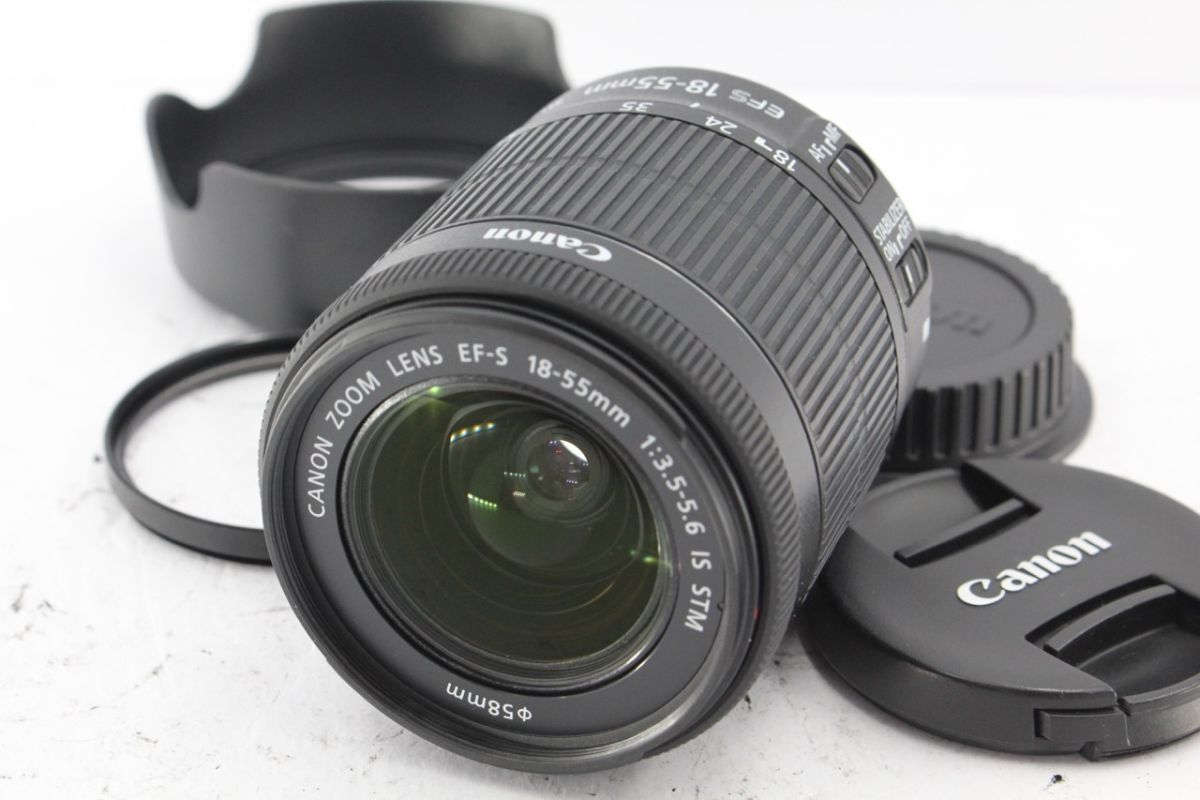 ★超極上★キヤノン CANON EF-S 18-55mm F3.5-5.6 IS STM 《キャップ フード フィルター 付き》 #A4605拍卖