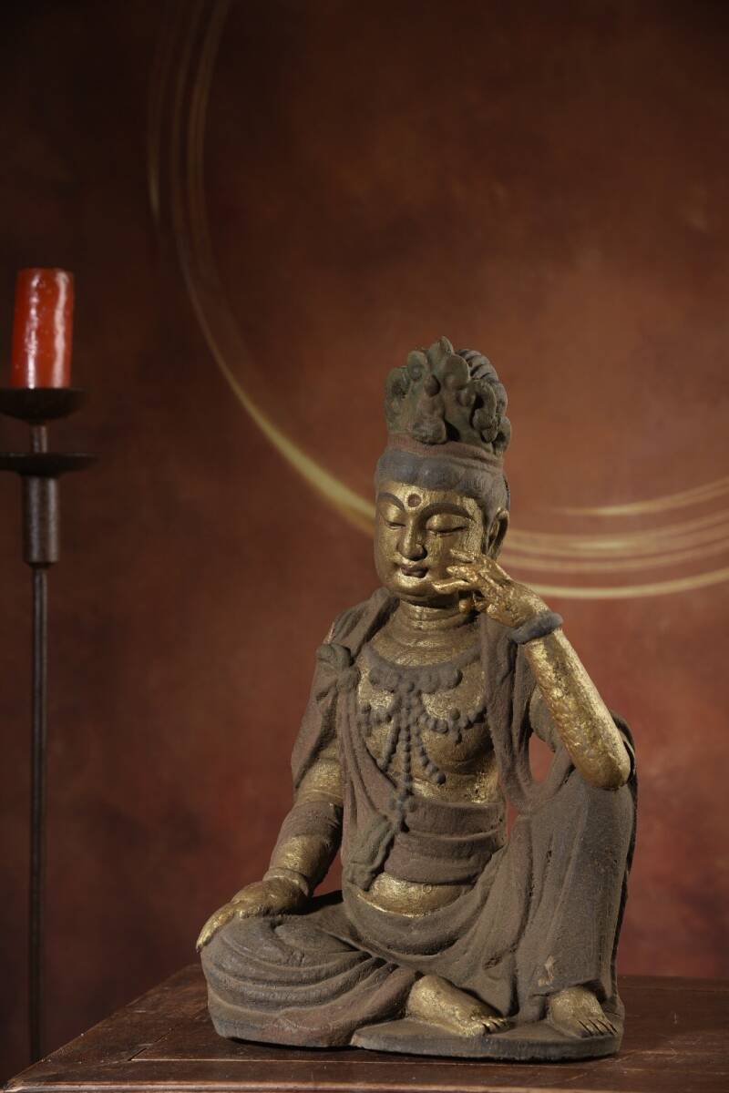 『清・木材細密彫・漆金・自在觀音像・密宗密教・蔵伝仏像・供養品』極細工 置物 古賞物 中国古玩 中国古美術拍卖