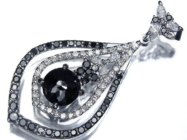 1MU16218S【売り切り】新品【RK宝石】特大ブラックダイヤモンド 1.17ct!! 脇石ブラックダイヤ クリアダイヤ K18WG 高級ペンダントヘッド拍卖