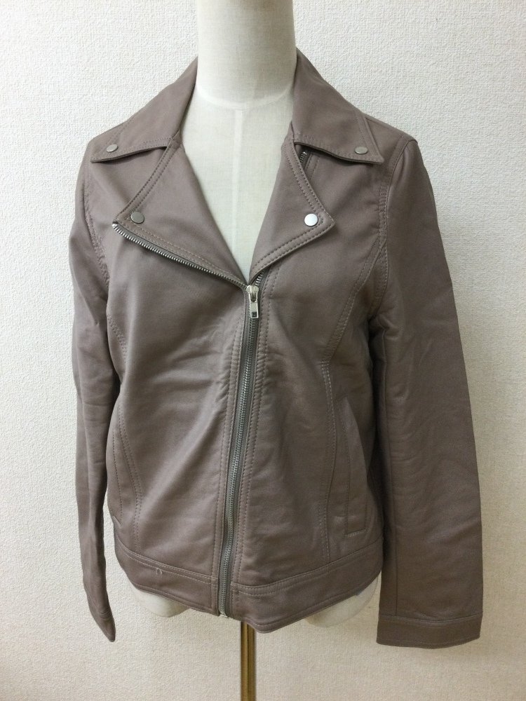 オリーブ デ オリーブ 薄いココア色 合皮ライダースジャケット サイズM拍卖