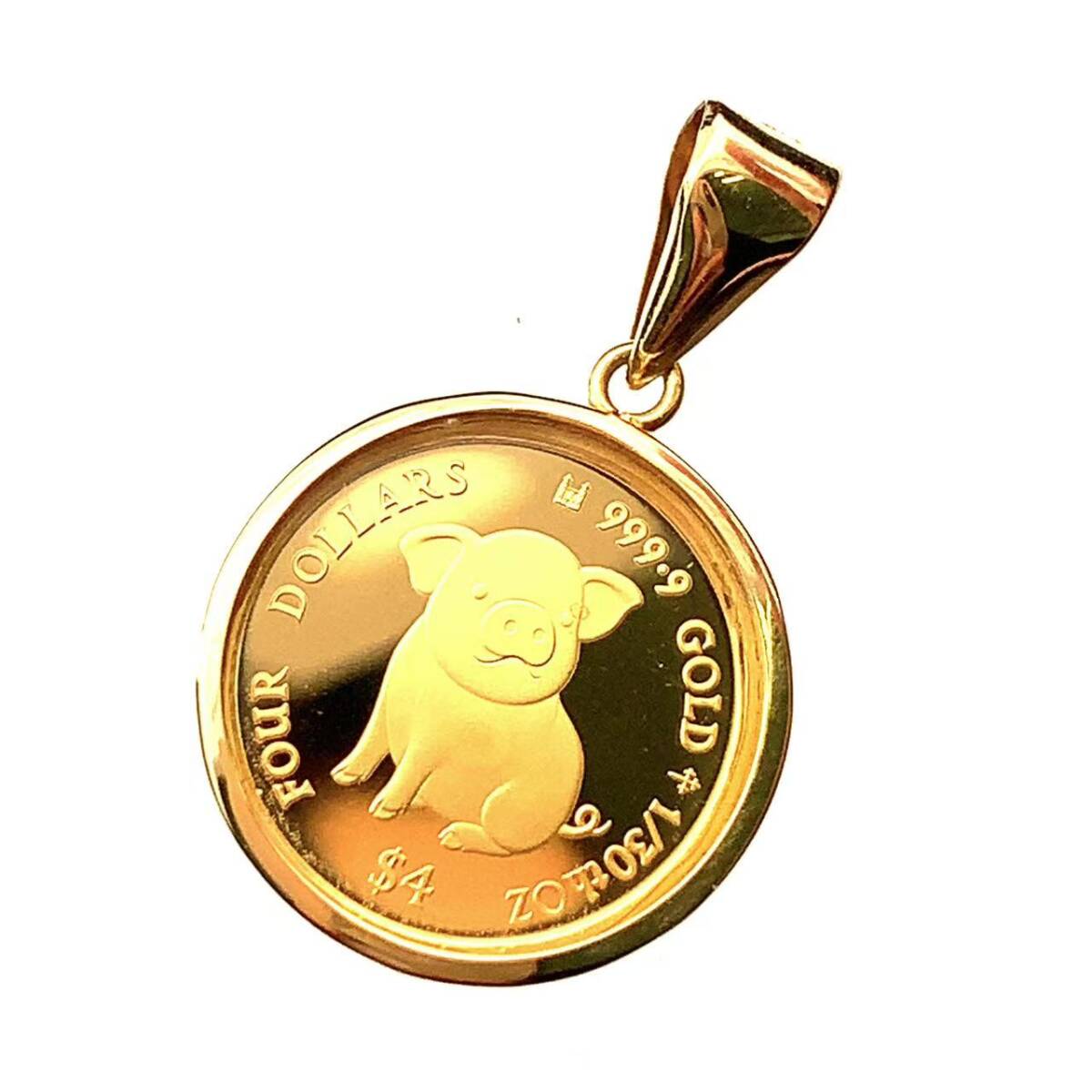 7814 【新品】干支イノシシ 金貨 2019年 豚 クック諸島 1/30オンス K18/24 1.8g 純金貨 エリザベス女王 保護ガラス付拍卖