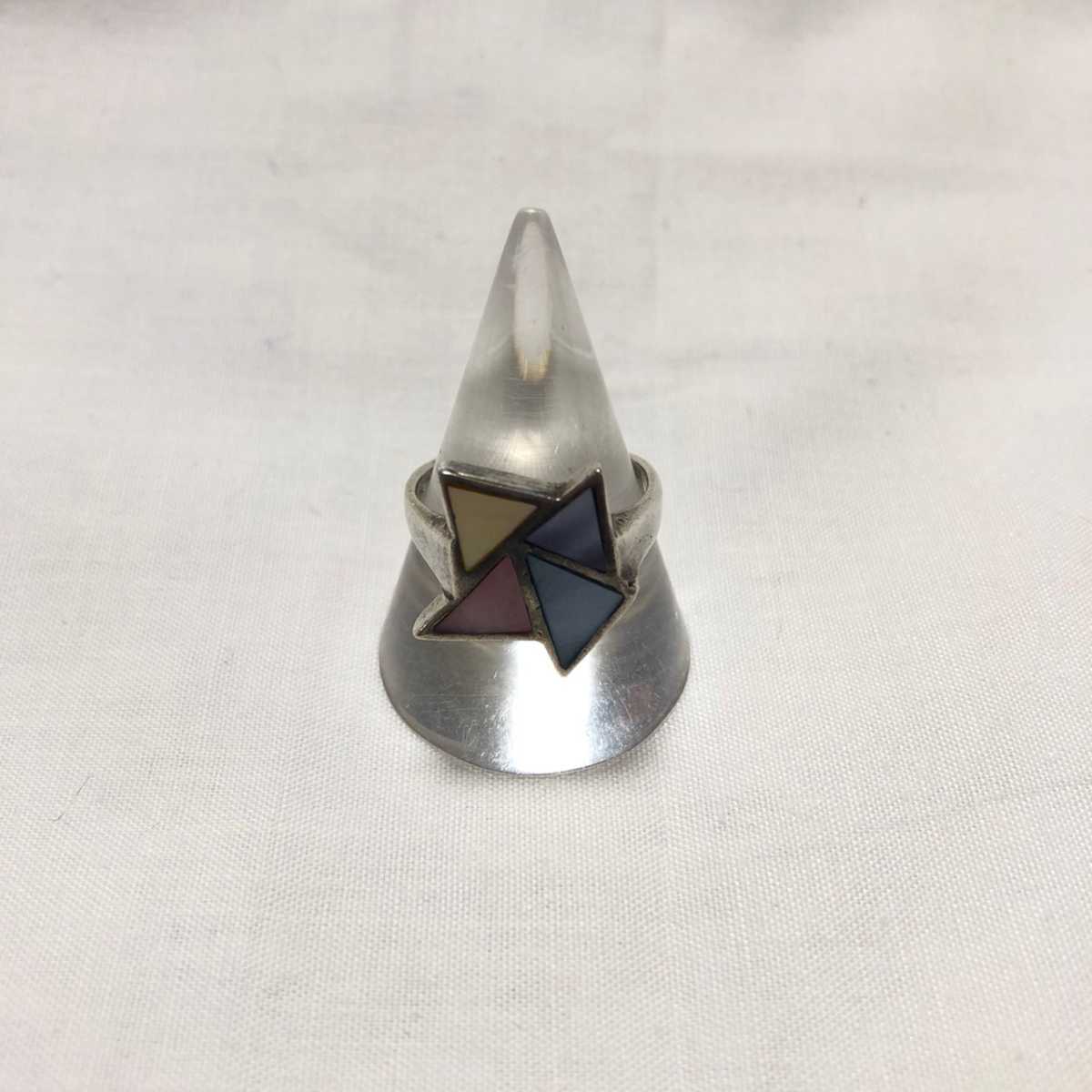 スター シルバー リング 指輪 ストーン 虹色 四色 Silver 925拍卖