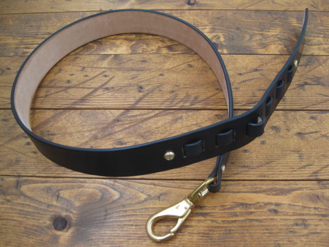 ★イタリアレザーベルト 幅40ミリ ブラック★ ハンドメイド アメカジ拍卖