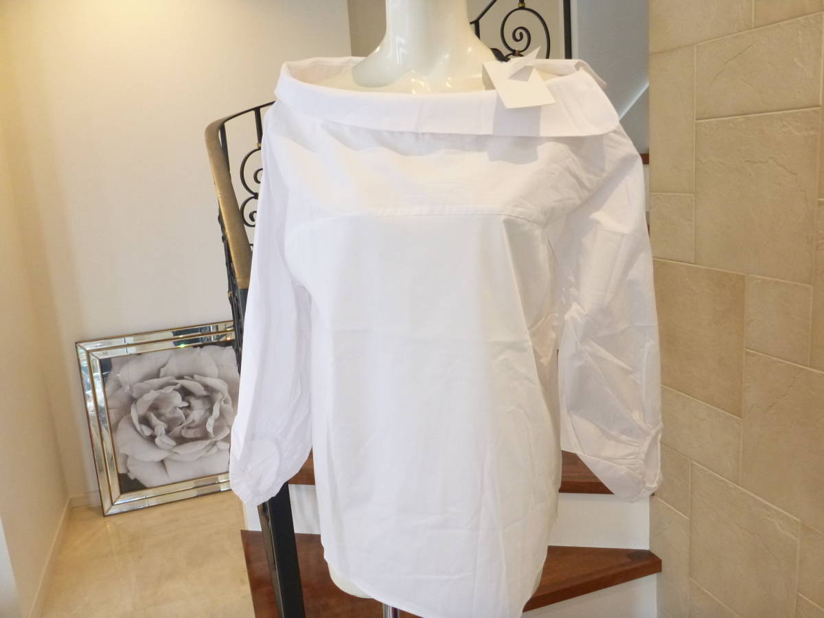 1万 新品 ナルシス 白ホワイト デザイン ブラウス M相当拍卖