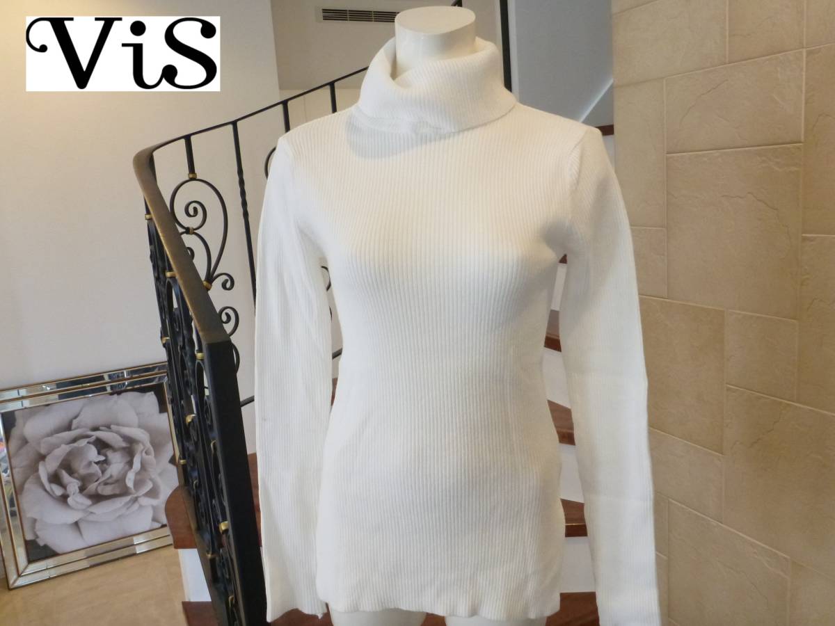 新品 VIS ヴィス 白ホワイト 長袖セーター タートルセーター M相当拍卖