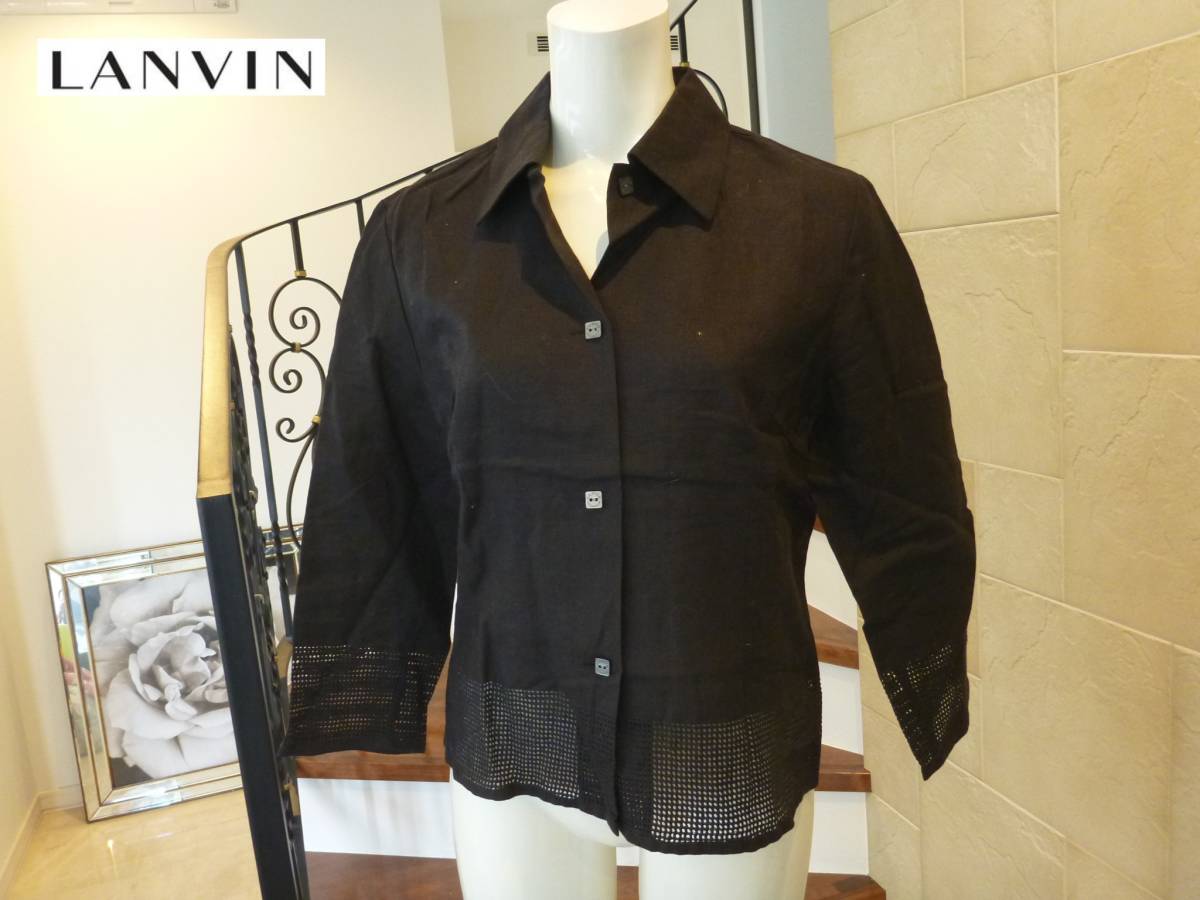4万 超美品 ランバン(LANVIN) ★黒ブラック シャツジャケット 38 M相当拍卖
