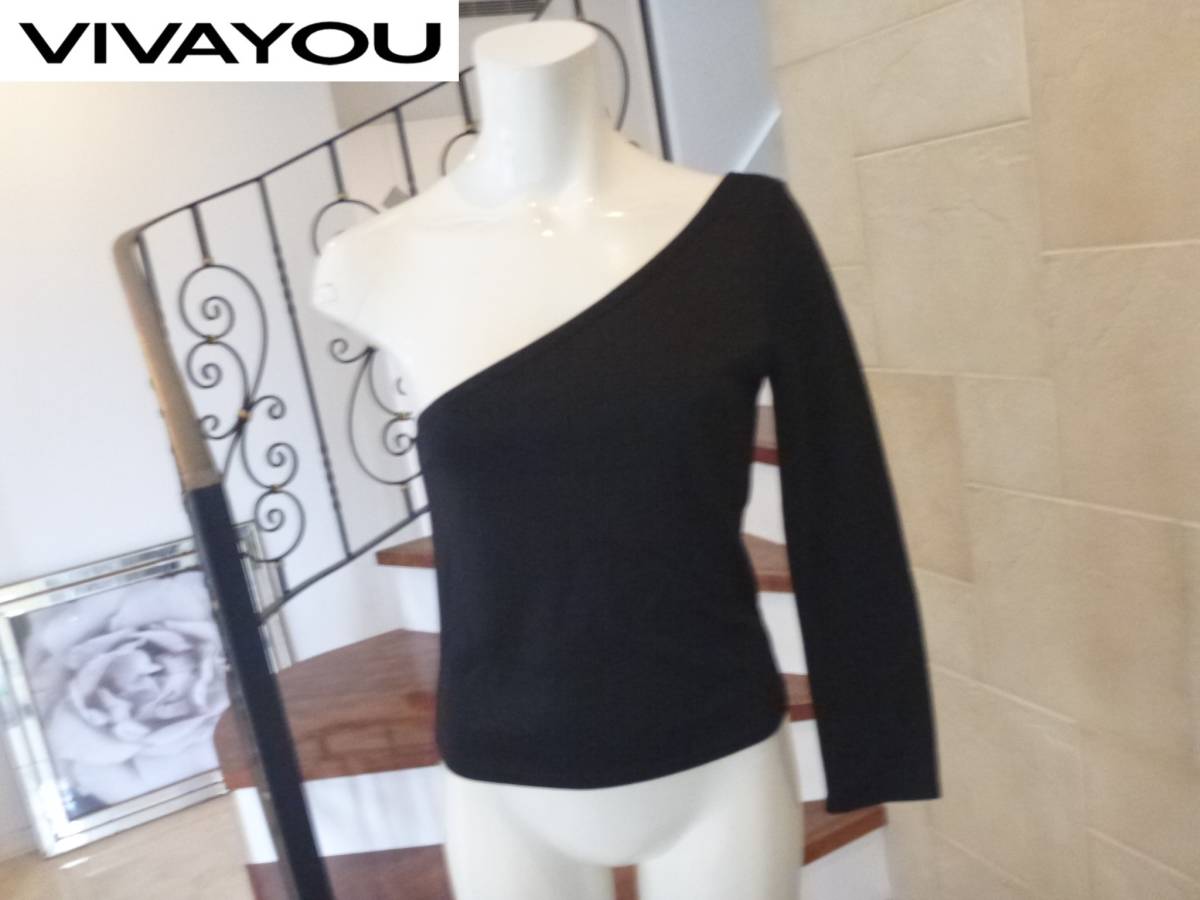 美品 VIVAYOU|ビバユー ★3WAY 肩出しトップスにも 黒×グレー カシュクールトップス M拍卖