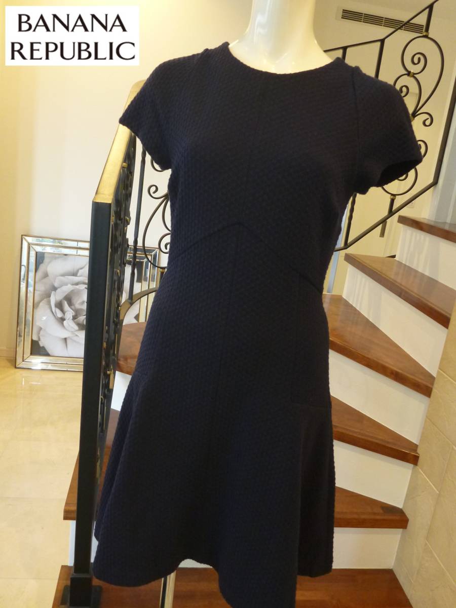 2.5万 美品 BANANA REPUBLIC バナナリパブリック ★紺ネイビー ニットワンピース 0 S相当拍卖