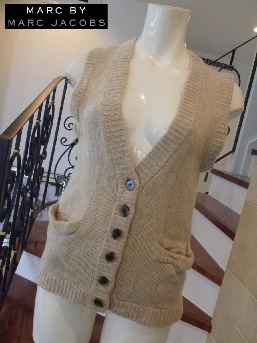 美品Marc by Marc Jacobs(マークバイマークジェイコブス) ★ カシミヤ混 ベージュ ベスト S拍卖