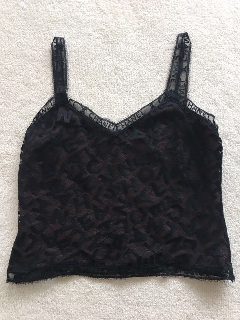 【ワイルドカモミールズ】CHANEL ロゴちりレースキャミソール 2度と買えないレア未使用品!#38 Sale★売上の一部を保護犬団体に寄付中!拍卖