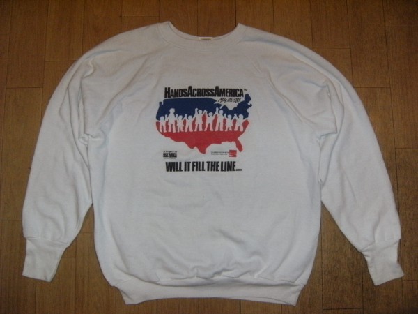 昭和レトロ★アメリカ製★Hands Across America 1986 トレーナー★USA FOR AFRICA★WE ARE THE WORLD★コカコーラ マイケルジャクソン拍卖