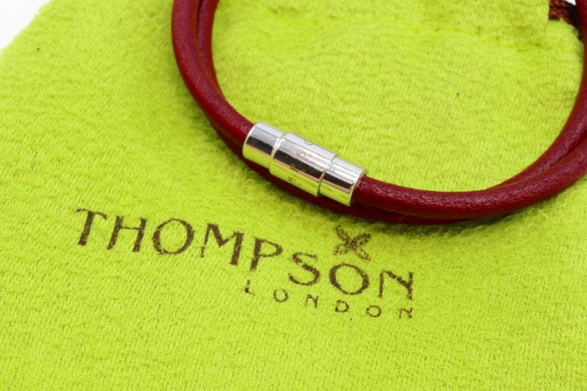 【U431】THOMPSON トンプソン レザー 2重巻き ブレスレット チョーカー ネックレス レッドブラウン 保存袋付き【送料全国一律198円】拍卖