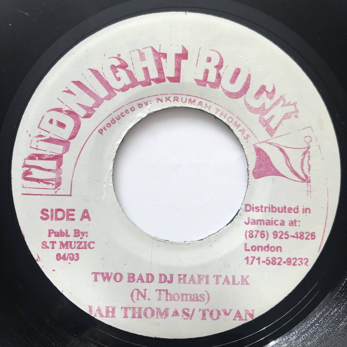 試聴 / JAH THOMAS & TOYAN / TWO BAD DJ HAFI TALK /Heavenless riddim/reggae/dancehall/big hit !!/7inch拍卖