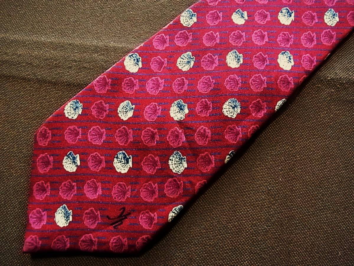 0^o^0ocl♪rb1807美品 【花井幸子】ユキコ ハナイ【海・貝殻・ホタテ】ネクタイ拍卖