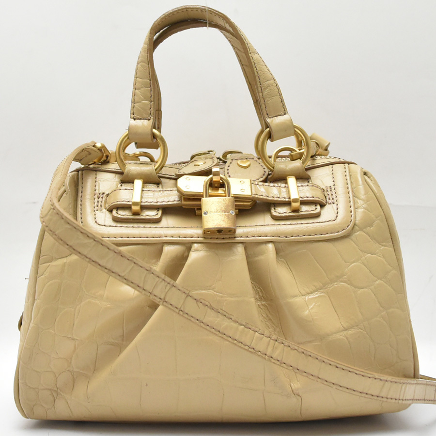 $ 美品 $ ◆ Samantha Thavasa ◆ サマンサタバサ ◆ クロコ型押し レザー素材 ◆ 2way ショルダー ハンドバッグ ◆ ベージュ系◆ 送料無料拍卖