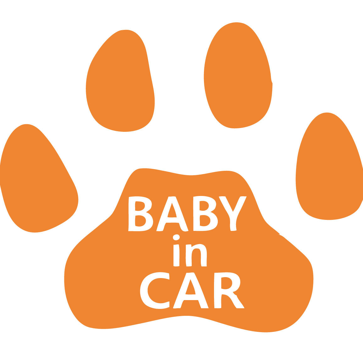 ステッカー BABY in CAR 【 肉球 /オレンジ】 ベビーインカー 赤ちゃんが乗ってます ベビー用 カッティングステッカー あおり運転防止 防水拍卖