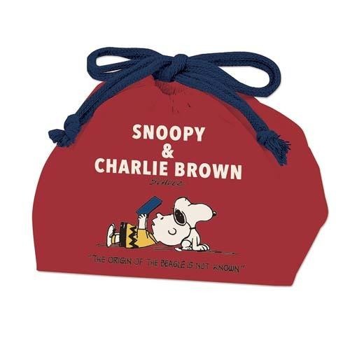 スヌーピー(SNOOPY)&チャーリーブラウンの(お弁当)ランチ巾着袋《赤》拍卖