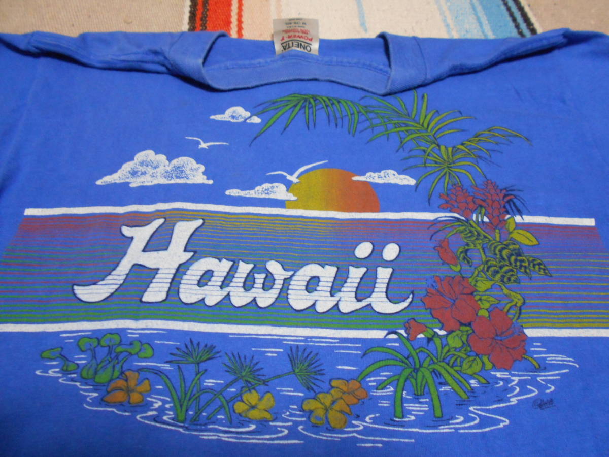 1980年代 ONEITA POWER-T HAWAII オールドサーフ サーフィン トロピカル ハイビスカス TシャツMADE IN USA VINTAGE SURFIN' SKATEBOARD拍卖