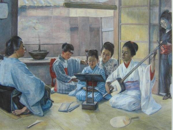 白滝幾之助、稽古、希少額装用画集画、新品高級額装付、状態良好.拍卖