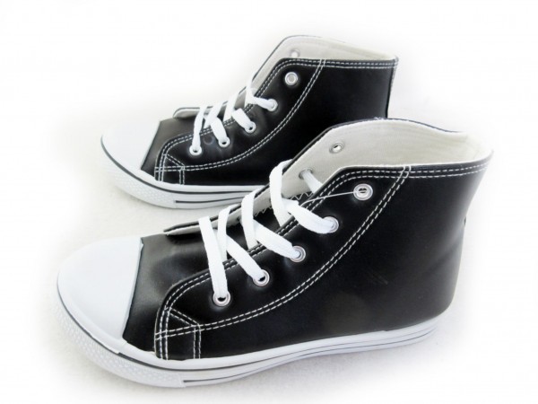 1円~cL061新品AAAミッドカット/レースアップキッズスニーカー20㌢黒♂拍卖