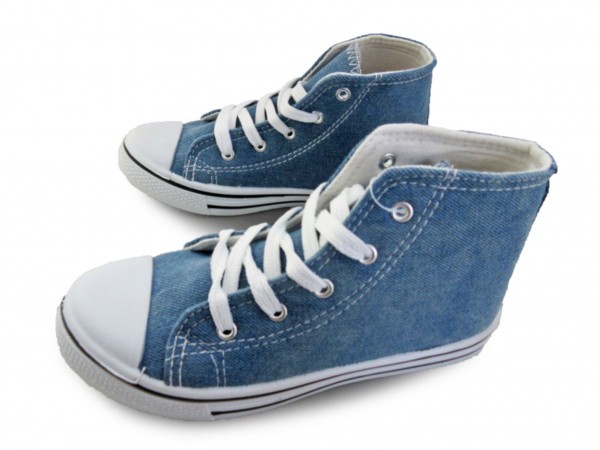 1円~cL057新品AAAミッドカット/レースアップキッズスニーカー20㌢BLUE♂拍卖