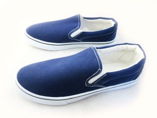 1円~cL141新品AAAローカット/スリッポンスニーカー21㌢NAVY♂拍卖