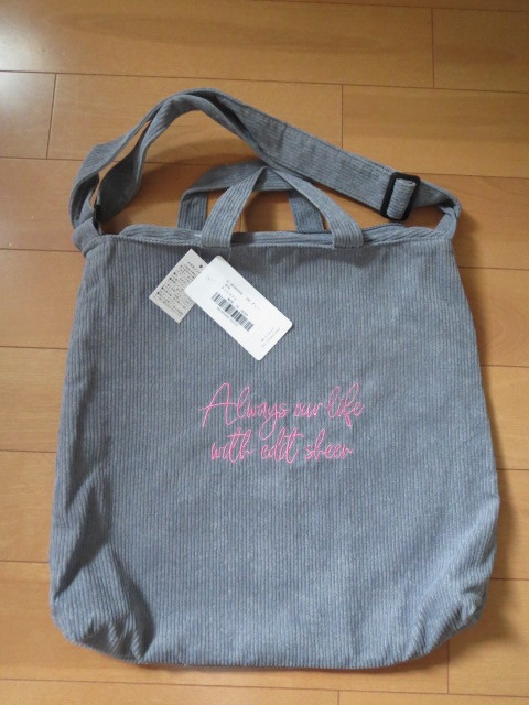 特価即決 送料無料 Edit Sheen オリジナルメッセージロゴ コーデュロイショルダーストラップ付 トートバッグ 正規品 新品未使用 タグ付き拍卖