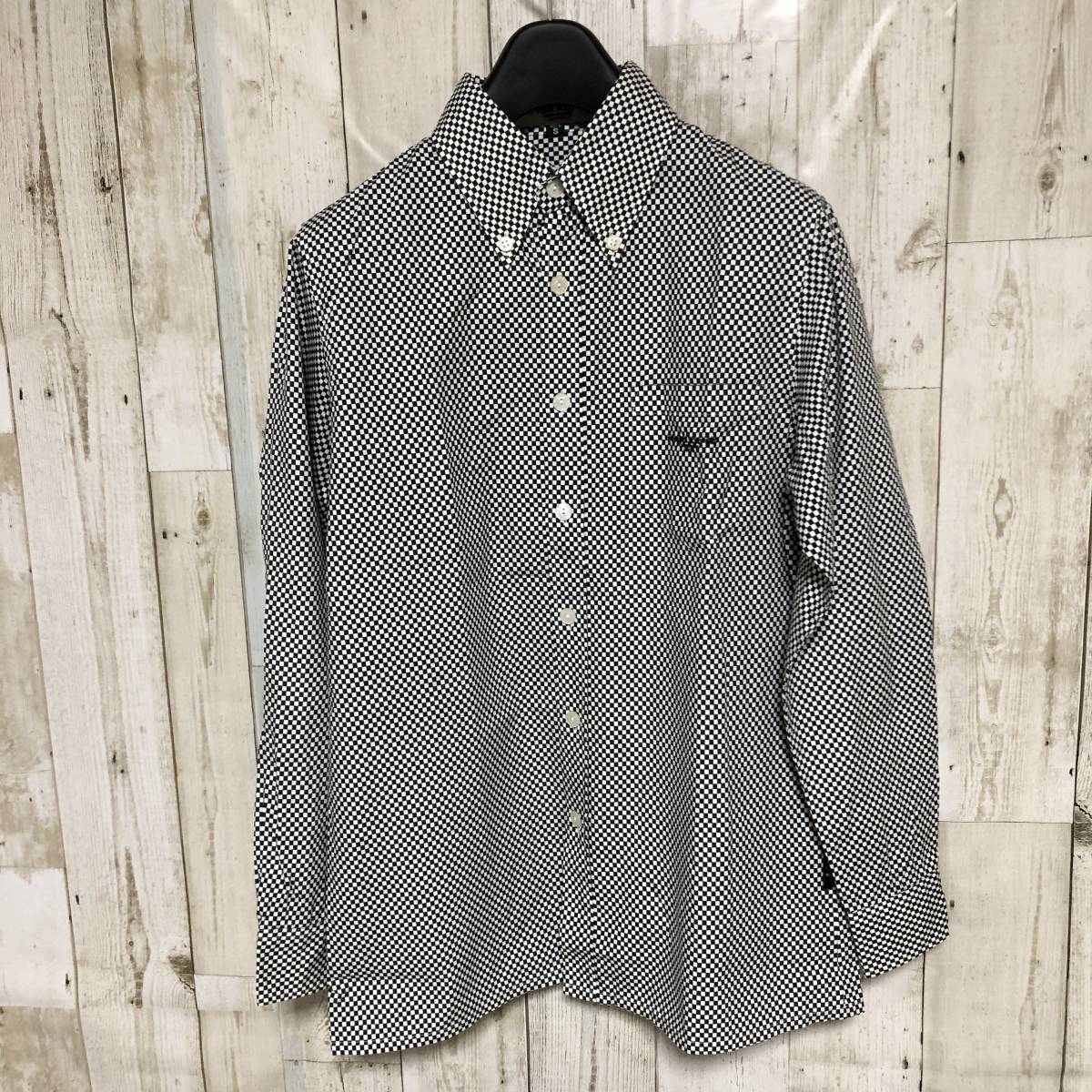 日本製 E hyphen 66 イーハイフン 黒×白 チェック シャツ 美品 管理B67拍卖