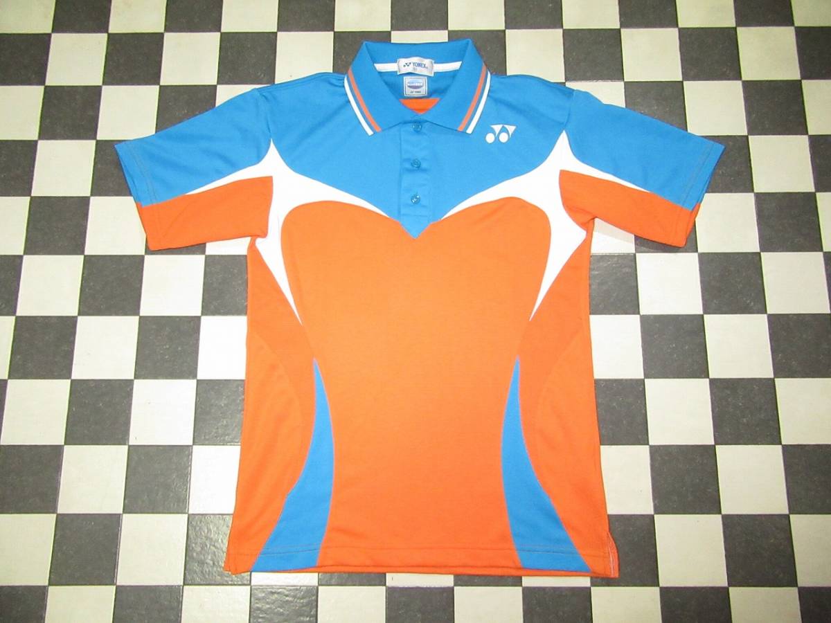 ★ヨネックス★良品 日本製 SS VERYCOOL 半袖ポロシャツ アクア/オレンジ拍卖