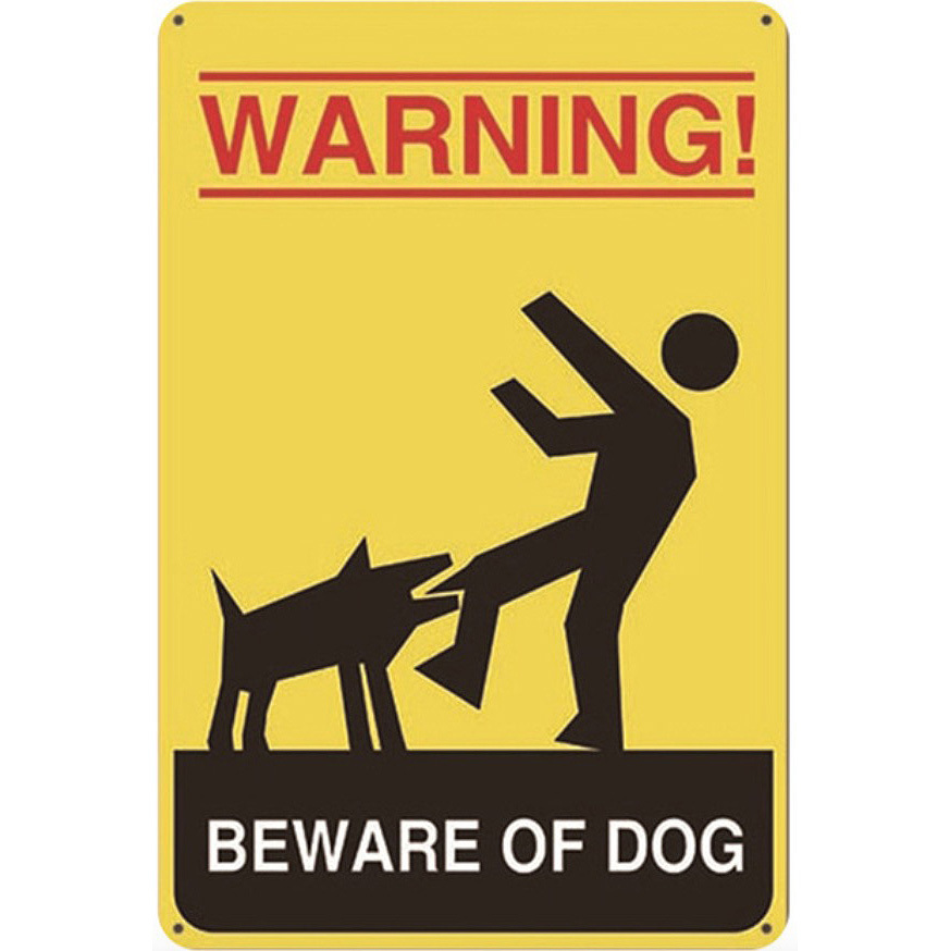 A347 メタル サイン ブリキ 看板 金属製 プレート 昭和 レトロ おもしろ 標識 防犯 警告 注意 危険 犬 番犬 猛犬 1507拍卖