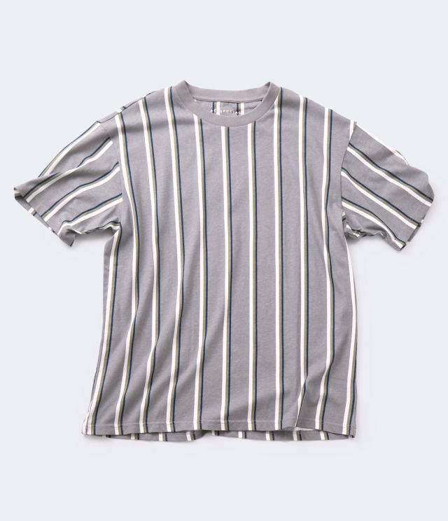 ●送料無料●大きいサイズ Aeropostale バーティカルストライプルーズFit半袖TEE (ルナーミスト) 【USサイズ/3XL】拍卖