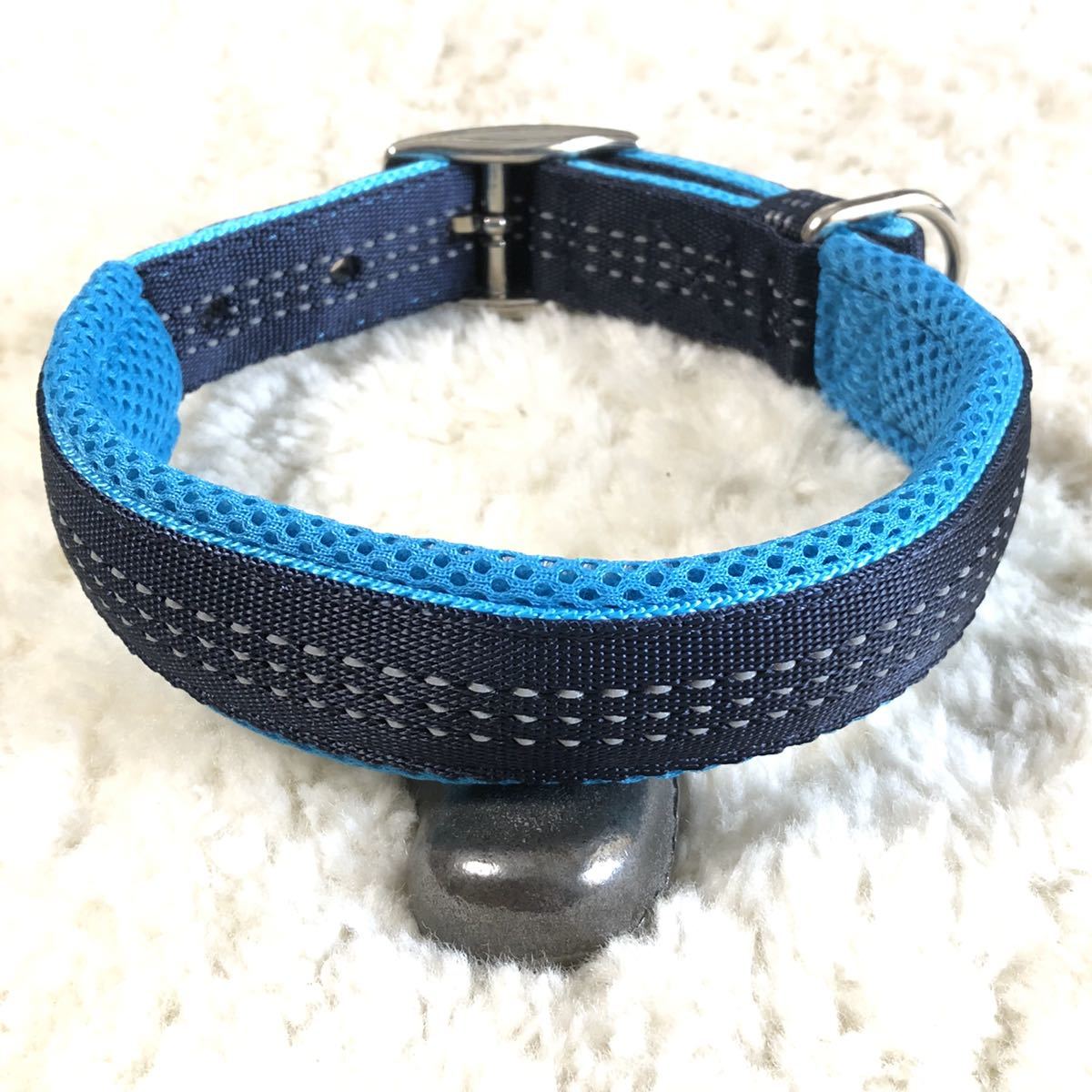 ★同梱お得★♯24ー№88・反射クッション首輪・ブルー♪拍卖