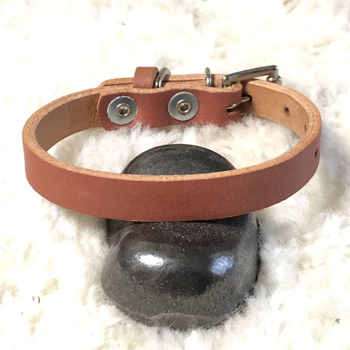 ★同梱お得★♯12Sー№89・NEWソフトレザーカラー首輪・ライトブラウン♪拍卖