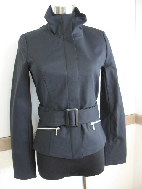 【KCM】x-349-36■激安■【CLE des ZONES/クレ デ ゾーン】レディース スタンドカラー ストレッチジャケット サイズ36 ブラック拍卖