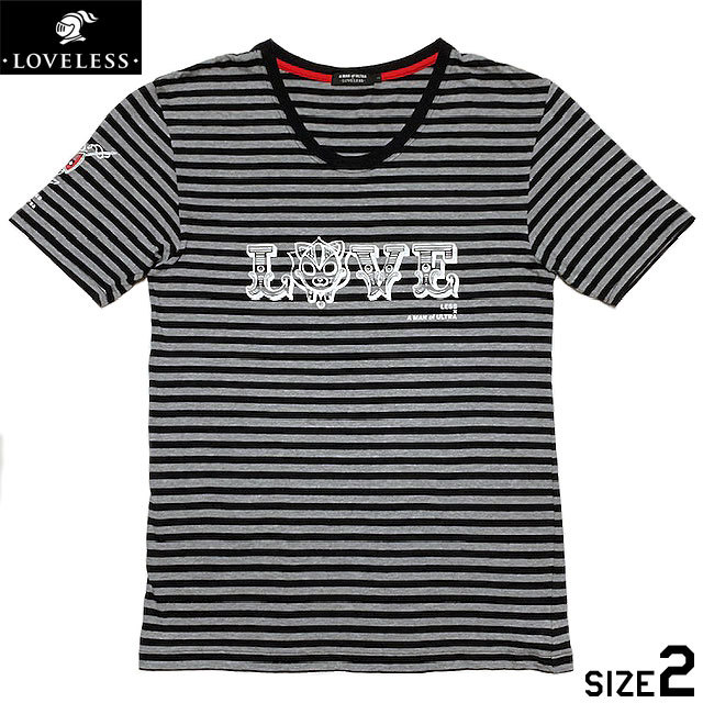 国内正規品■LOVELESS(ラブレス)×ウルトラマン(A MAN of ULTRA) ボーダー柄 半袖Tシャツ 灰黒(グレー×ブラック)2拍卖