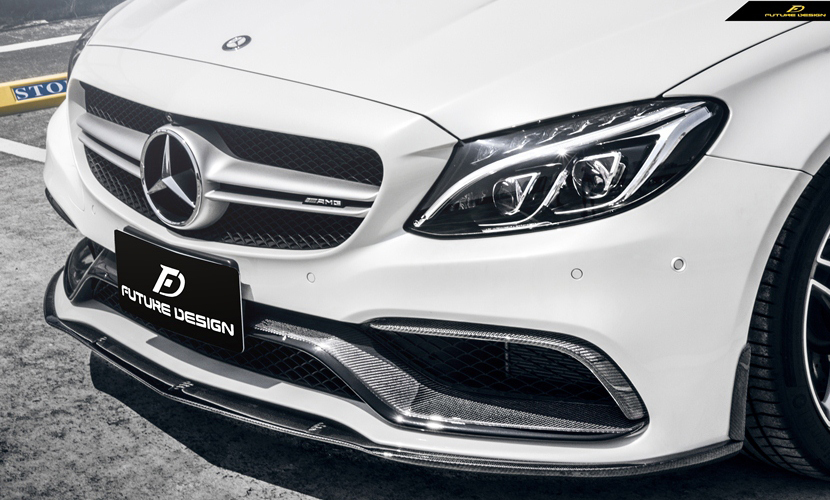 【FUTURE DESIGN】BENZ ベンツ C-Class W205 セダン C205 クーペ C63 前期用 ED1 リップスポイラー 本物Drycarbon ドライカーボン 拍卖