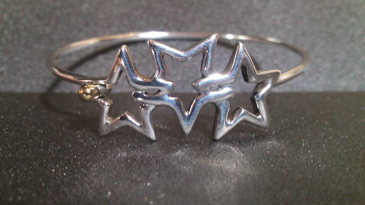 希少 ヴィンテージ 1990 ティファニー TIFFANY&CO スター ブレスレット 星 925 750 シルバー 18金 vintage バングル アンティーク 拍卖