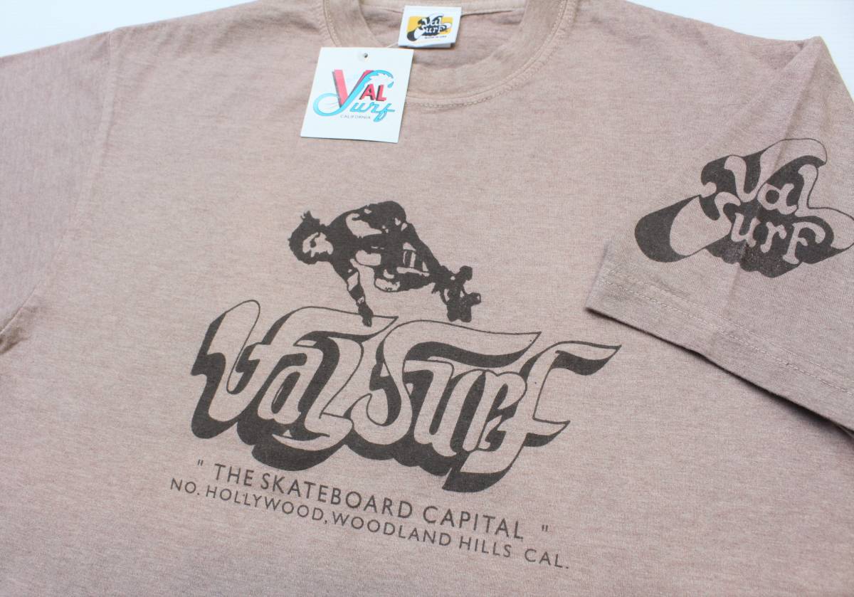 YTS08東洋MバルサーフVAL SURFスケートボード ハリウッド70'SカリフォルニアUSA製 半袖TシャツCheswickチェスウィック 色杢ブラウン拍卖