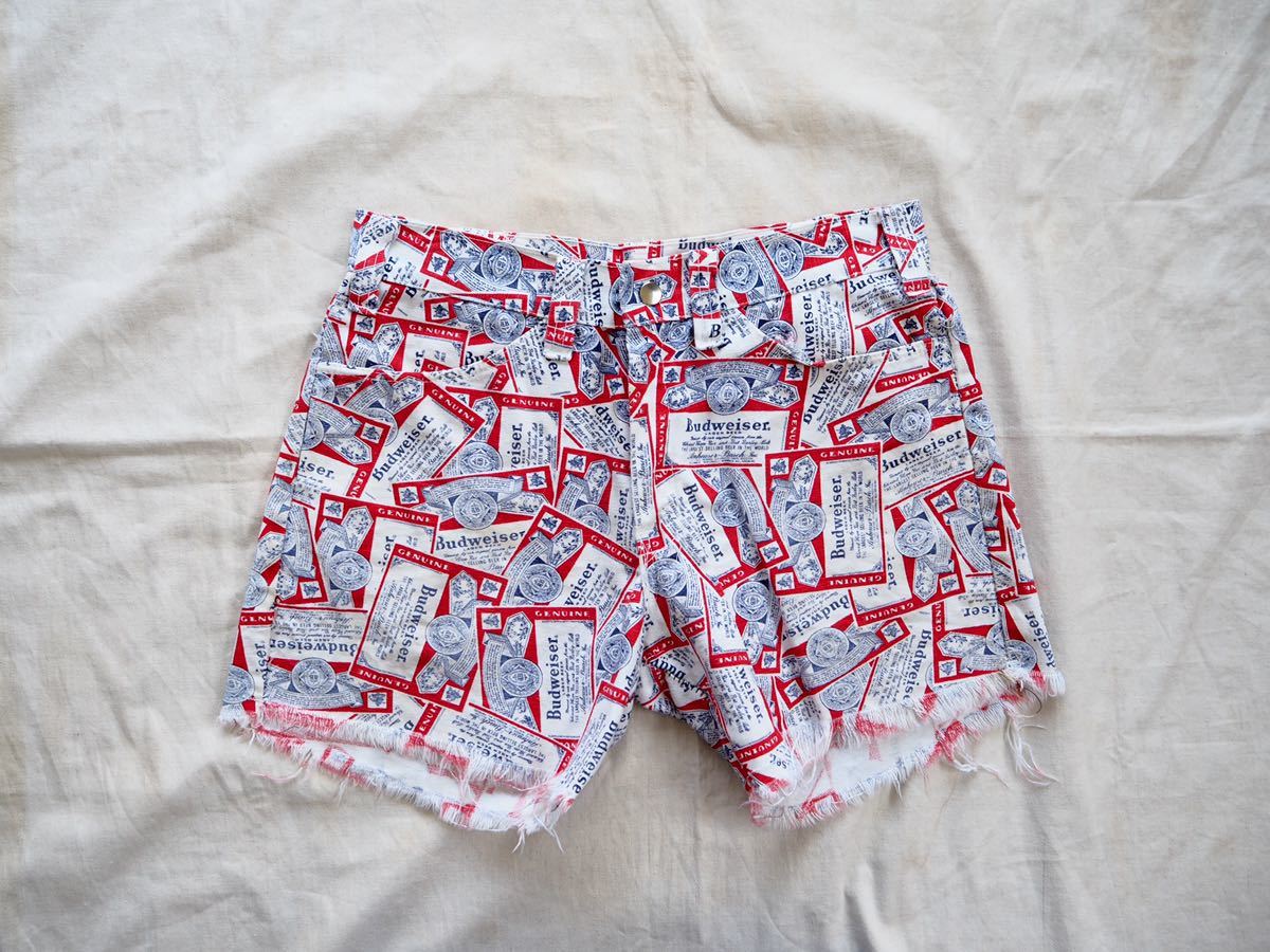 60s-70s Budweiser 総柄 ショートパンツ w30 USA ヴィンテージ バドワイザー ショーツ拍卖