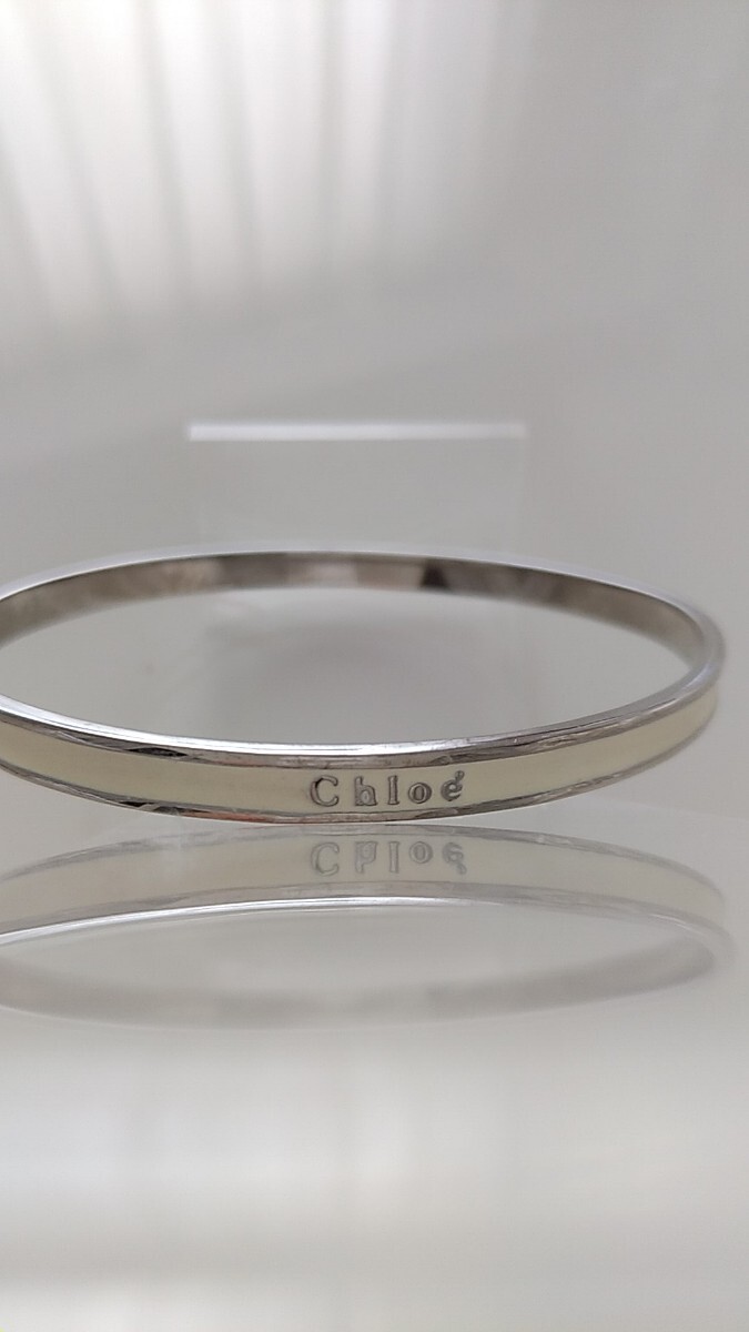 Chloe  クロエ バングル ブレスレット シルバー色 ホワイト 白 細め拍卖